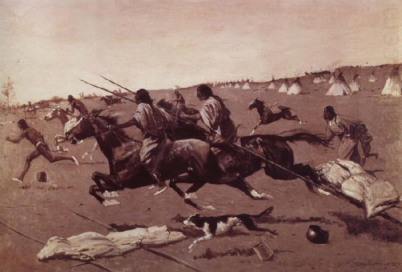 Oil undated Geronimo Fleeing from camp, Frederick Remington